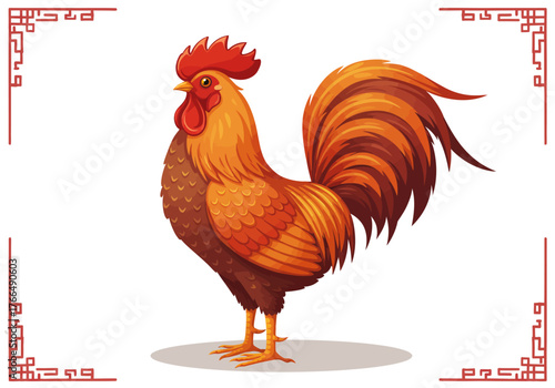 Vibrant Rooster Illustration for Chinese New Year Celebration.