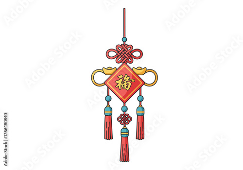 Intricate Chinese Knot Ornament for Lunar New Year.