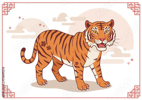 Majestic Tiger Illustration for Chinese New Year Celebration.