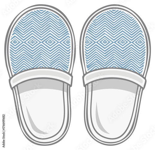Slippers pair with chevron pattern indoor footwear comfort style