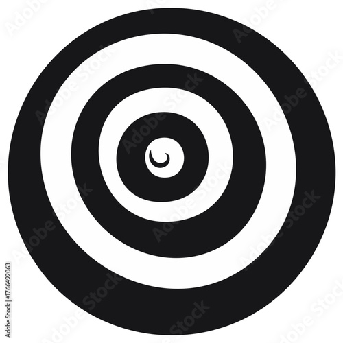 Abstract black and white spiral pattern optical illusion design