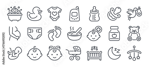 Baby care and pregnancy editable stroke outline icon isolated on white background flat vector illustration. Pixel perfect. 64 x 64.