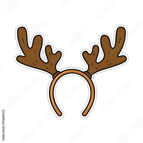 Cute Cartoon Reindeer Antler Headband Isolated on White Background for Christmas Holiday Fun and Festive Celebrations