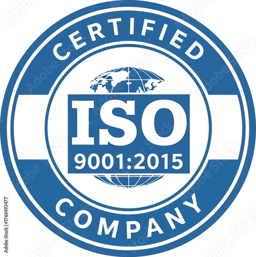 Iso 9001 certified company emblem vector illustration scalable eps format