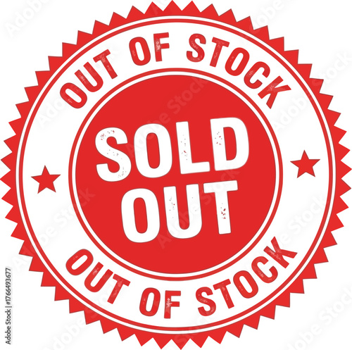Scalable vector graphic emblem illustration for sold out and out of stock status