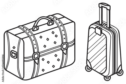 Vintage and modern suitcases