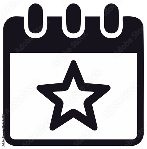 Calendar icon with a star symbol denoting an important date or event