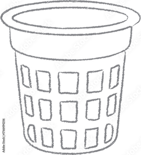 Plastic wastebasket with lattice sides front view
