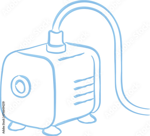 Compact air pump with flexible hose outline
