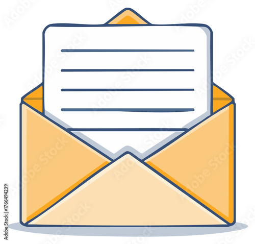 Illustrated envelope with message, notification icon, incoming communication
