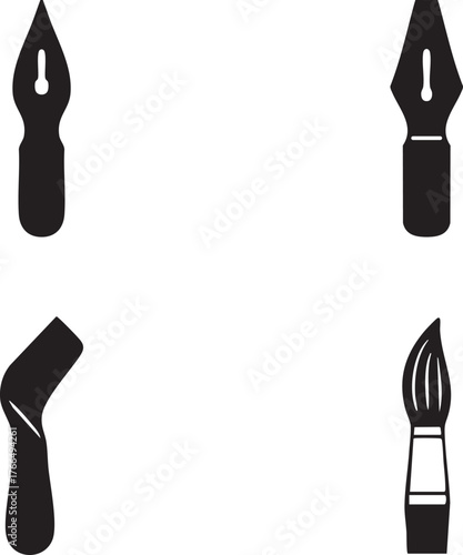 Various calligraphy nib shapes vertical panel