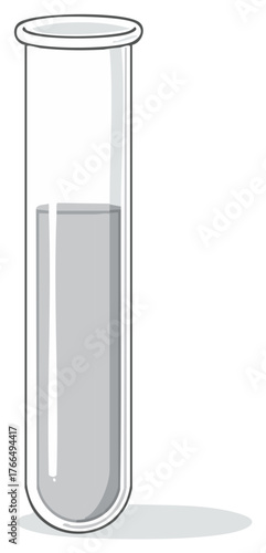 Simple scientific illustration of a glass test tube with a grey liquid specimen for research