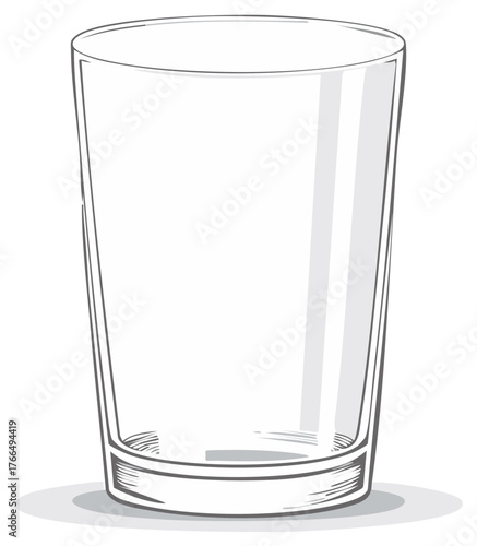 Empty Drinking Glass Vector Art Line Drawing Illustration Clean Transparent Cup