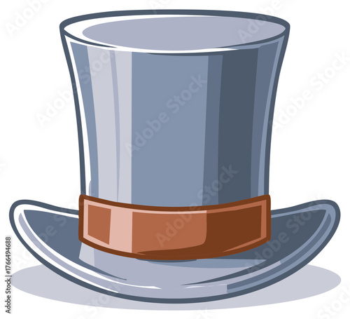 Cartoon Top Hat with Brown Band Classic Gentleman Fashion Accessory