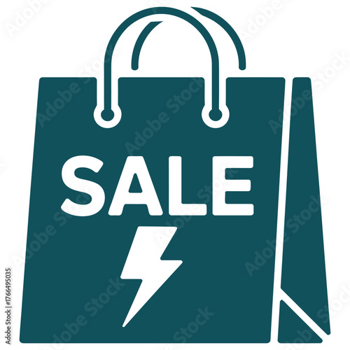 Flash Sale Savings: Quick Deals on Shopping Bags, Green shopping bag icon