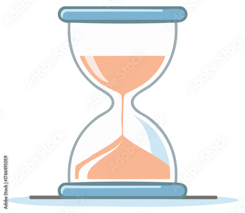 Cartoon Hourglass Measuring Flowing Sand Indicating Time Duration and Countdown