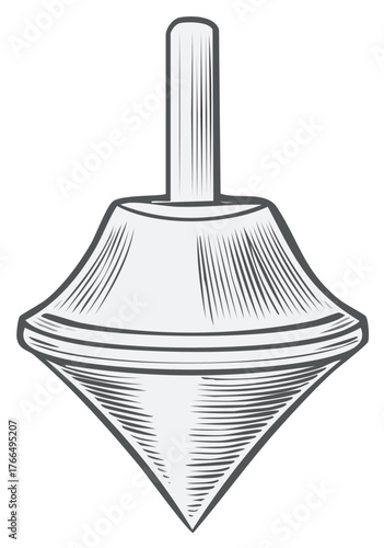 Classic Wood Engraving Style Spinning Top Toy for Children and Vintage Games