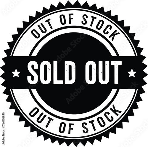 Sold out emblem vector graphic icon scalable illustration for retail and e-commerce business