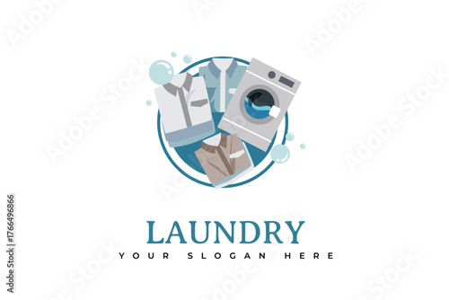 laundry icon washing machine design logo template