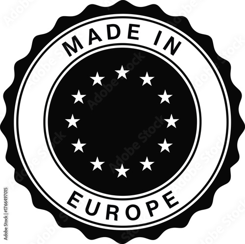 Scalable vector emblem illustration made in europe star circle graphic design