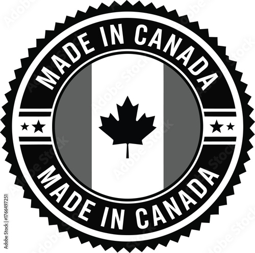 Vector emblem canada maple leaf flag seal badge scalable illustration eps format