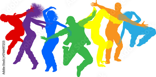 Street dancers dancing silhouette hip hop dance silhouettes poses set