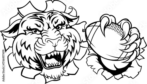 A tiger American football sports team cartoon animal mascot