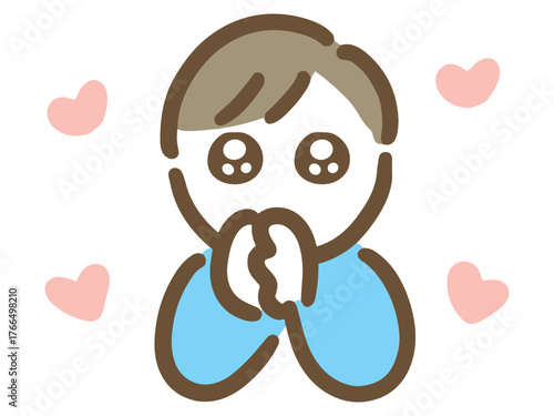 好きになっている私服の若い男性(上半身)