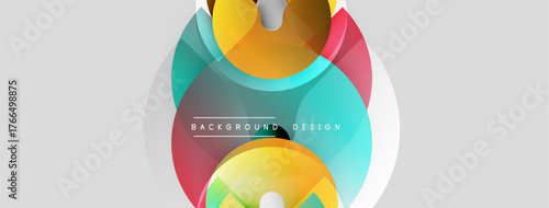 Abstract colorful shapes overlap. Modern design features vibrant hues, gradients, smooth transitions. Clean background enhances visual impact.