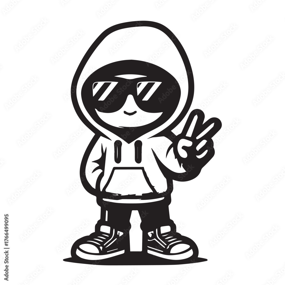 Fototapeta premium Streetwear Animal Character – Black and White Minimal Mascot Vector