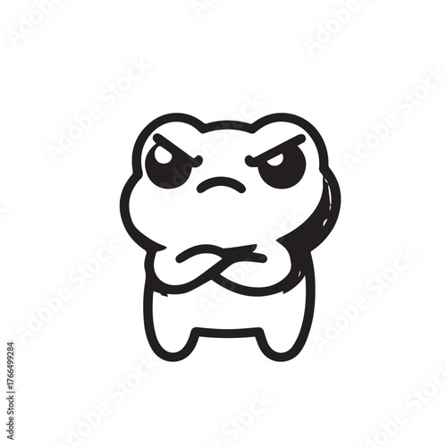 Kawaii Frog – Black and White Streetwear Vector Illustration