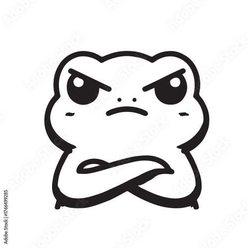 Kawaii Frog – Black and White Streetwear Vector Illustration