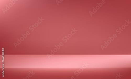 Empty Pastel Red studio room background Space for selling products, backdrop, wallpaper, background, text. Empty Room Studio with table. Vector illustration.