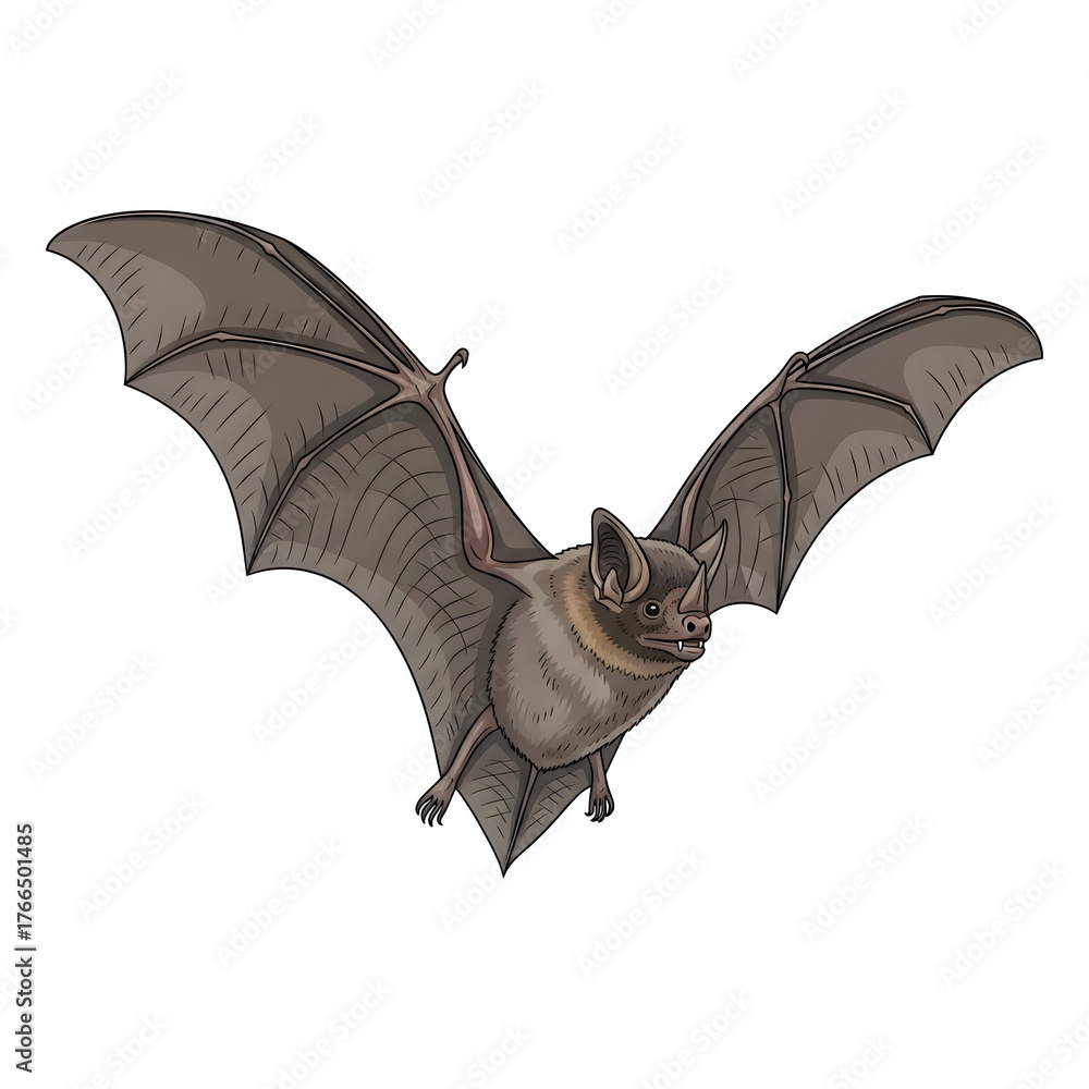 Fototapeta premium Flying Bat Illustration on Black Background