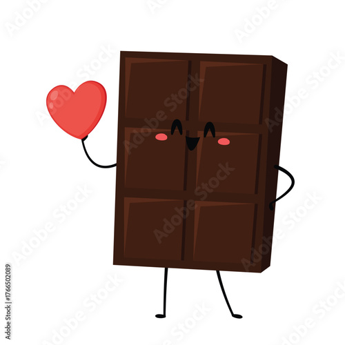 Cute and funny chocolate bar character. Chocolate mascot.