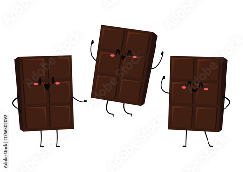 Cute and funny chocolate bar character. Chocolate mascot.