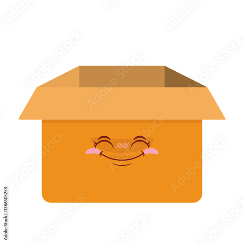 Open cardboard box smile face cartoon cute