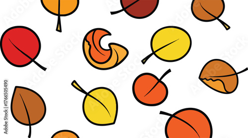 Autumn Leaf Assortment Various Colors and Shapes on White Background