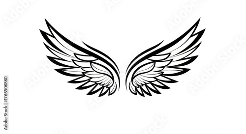 Elegant stylized wings vector illustration for tattoo design or abstract symbol usage