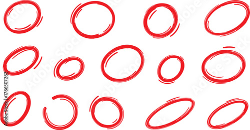 Vector art of hand drawn red circles