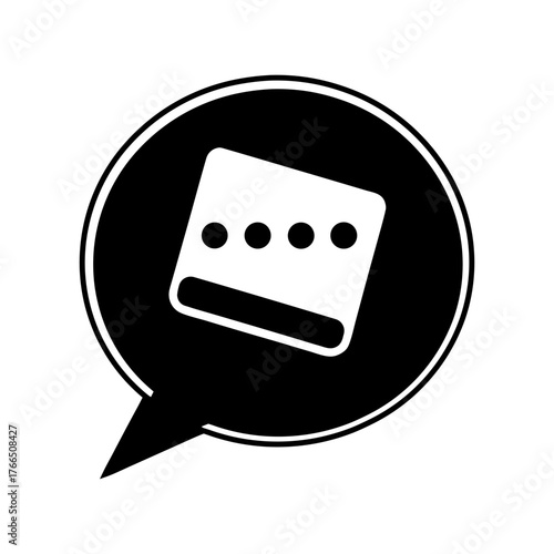 Modern Messaging Icon – Mobile Chat Bubble in Black & White.