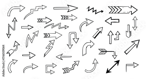Vector art of collection of handdrawn arrow illustrations in a doodle style