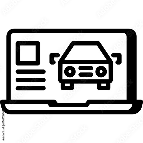 Laptop car diagnostics icon showing computer vehicle inspection