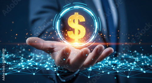 Wallpaper Mural Digital Dollar Concept — Financial Technology and Cryptocurrency Illustration Torontodigital.ca