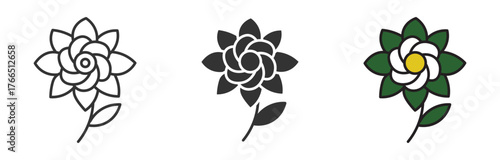 Gardenia  flower icon set, Daffodil icon  , vector illustration .