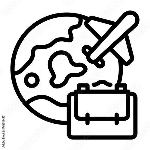 Airplane travels the world with luggage