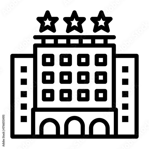 Three Star Hotel Building Icon Minimalist Design