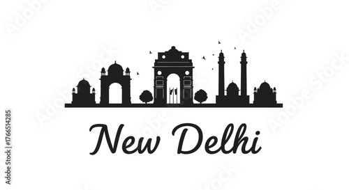 Silhouette of New Delhi's iconic landmarks, showcasing the city's architectural heritage and cultural significance.