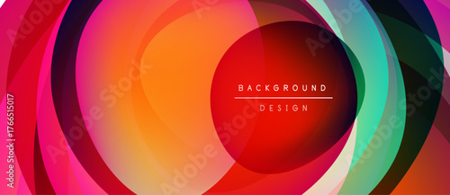 Abstract colorful circles create dynamic visual effect. Gradient hues blend, forming modern background design. Bright, vibrant composition.