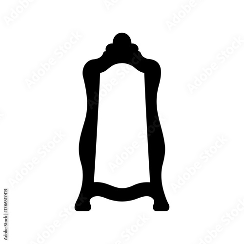 Elegant silhouette of an ornate antique mirror with a classic design